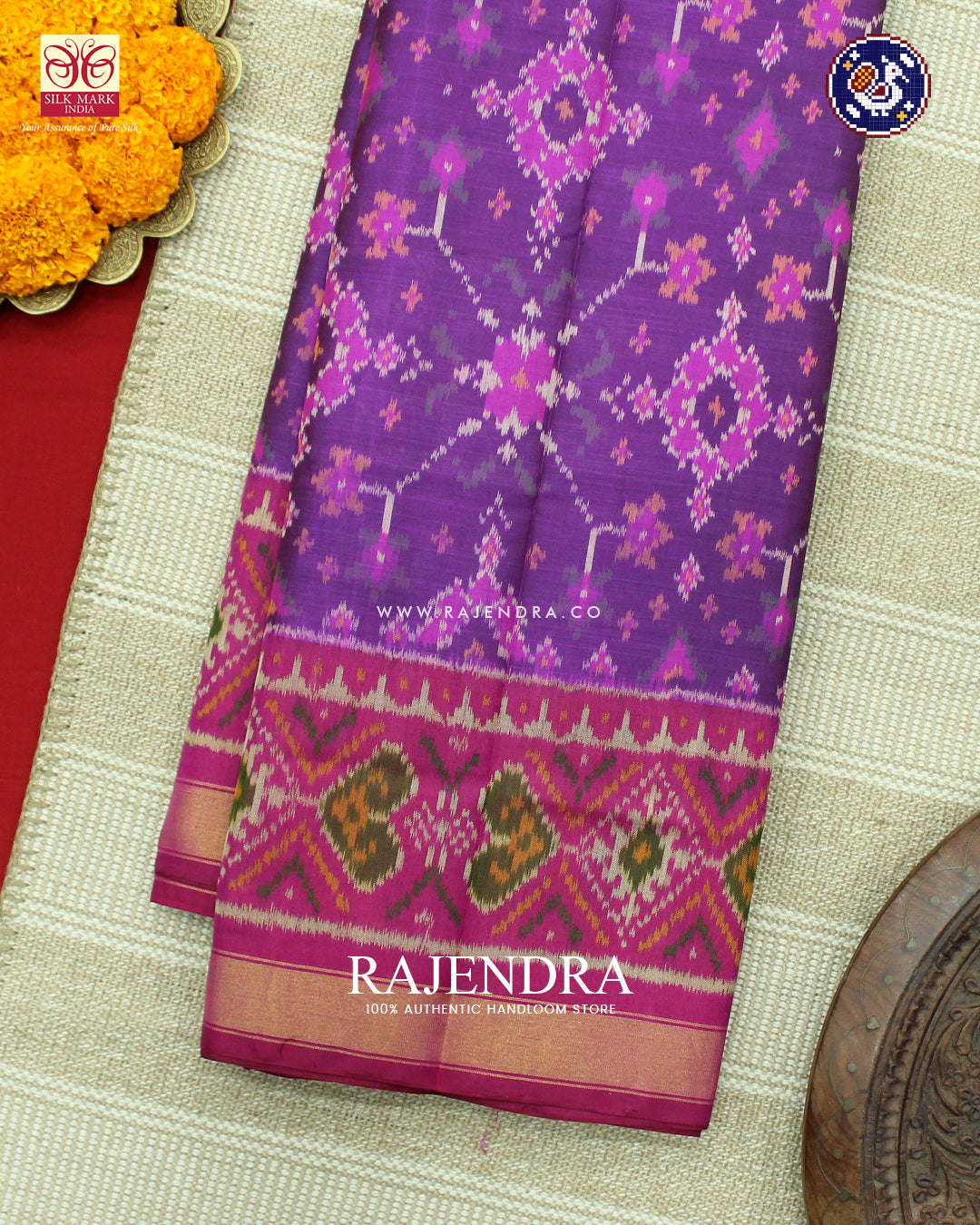 Traditional Navratna Design Pink and Magenta Rajkot Patola Saree