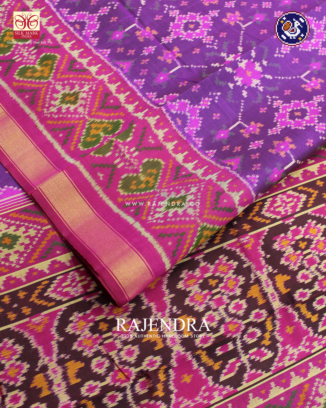 Traditional Navratna Design Pink and Magenta Rajkot Patola Saree