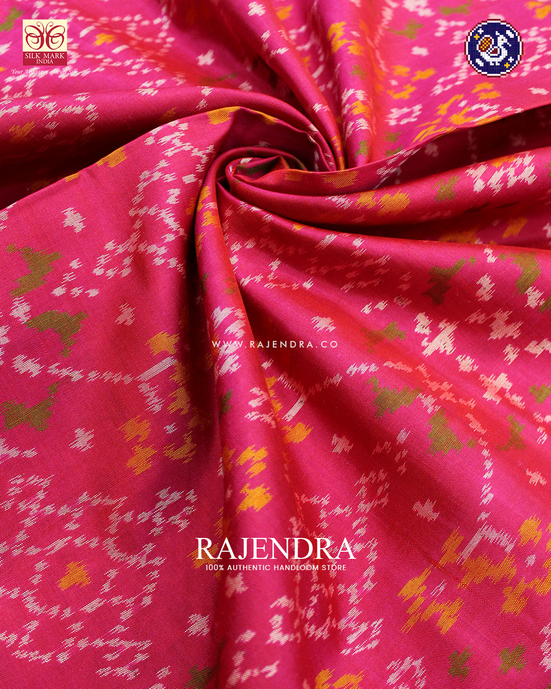 Traditional Navratna Design Pink Rajkot Patola Saree