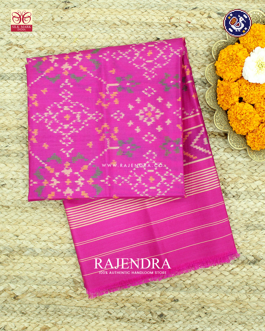 Traditional Navratna Design Pink Rajkot Patola Dupatta