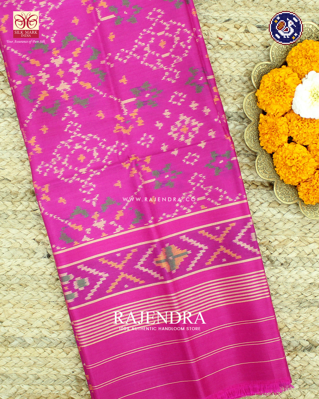 Traditional Navratna Design Pink Rajkot Patola Dupatta