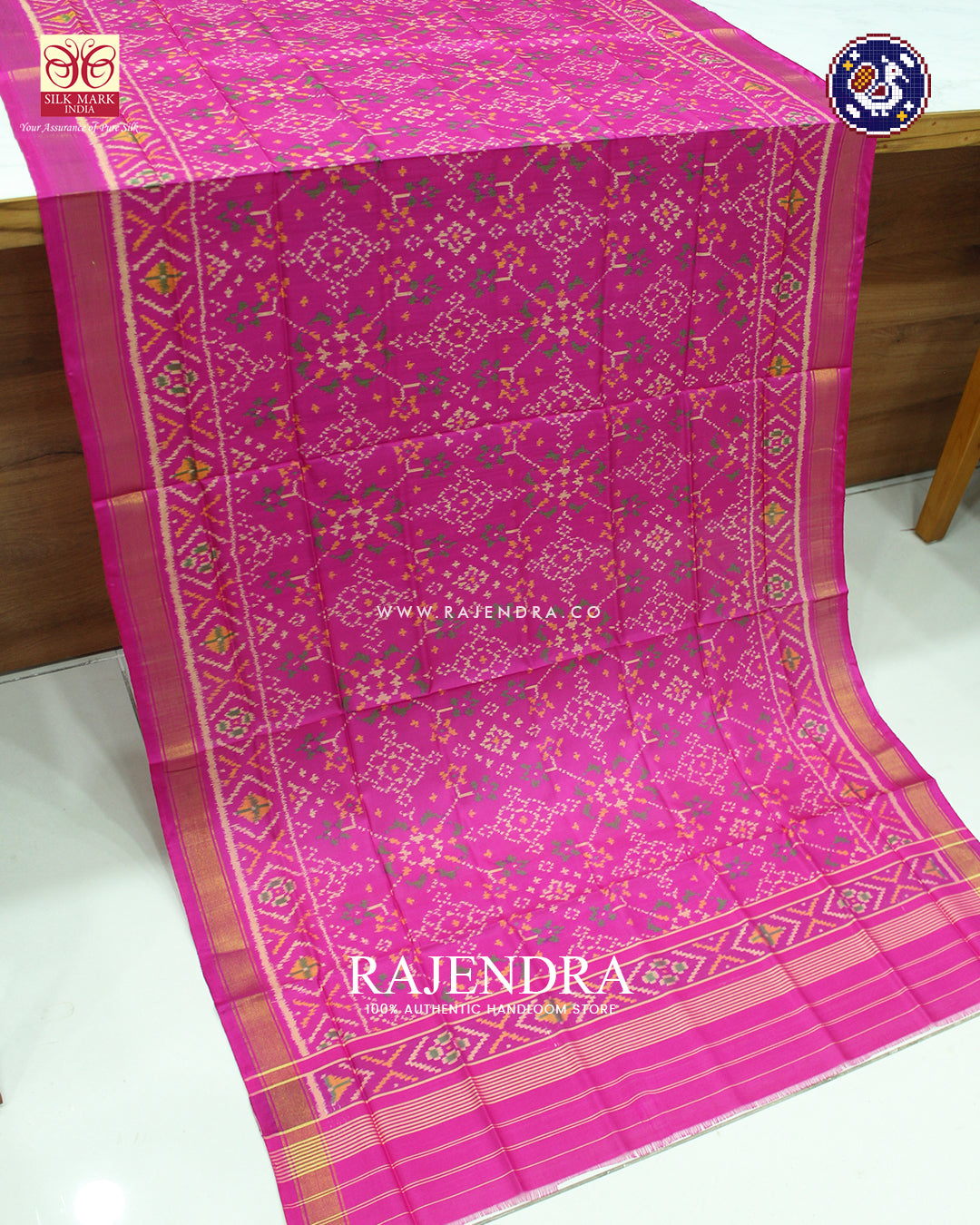 Traditional Navratna Design Pink Rajkot Patola Dupatta