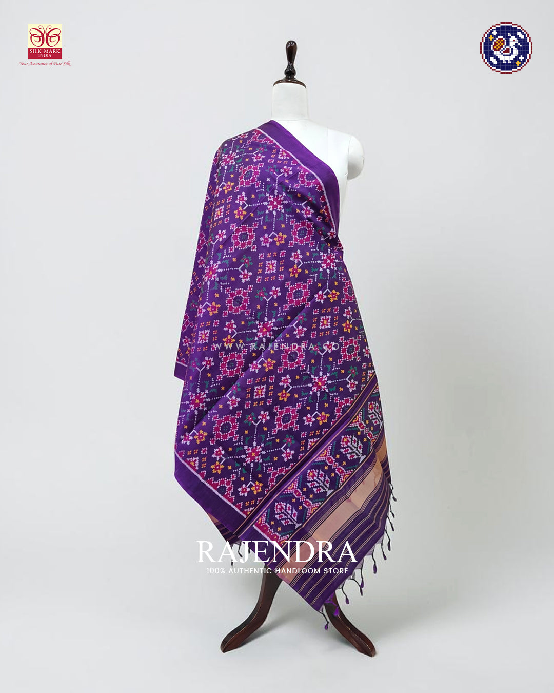 Traditional Navratna Design Purple Ikat Rajkot Patola Dupatta
