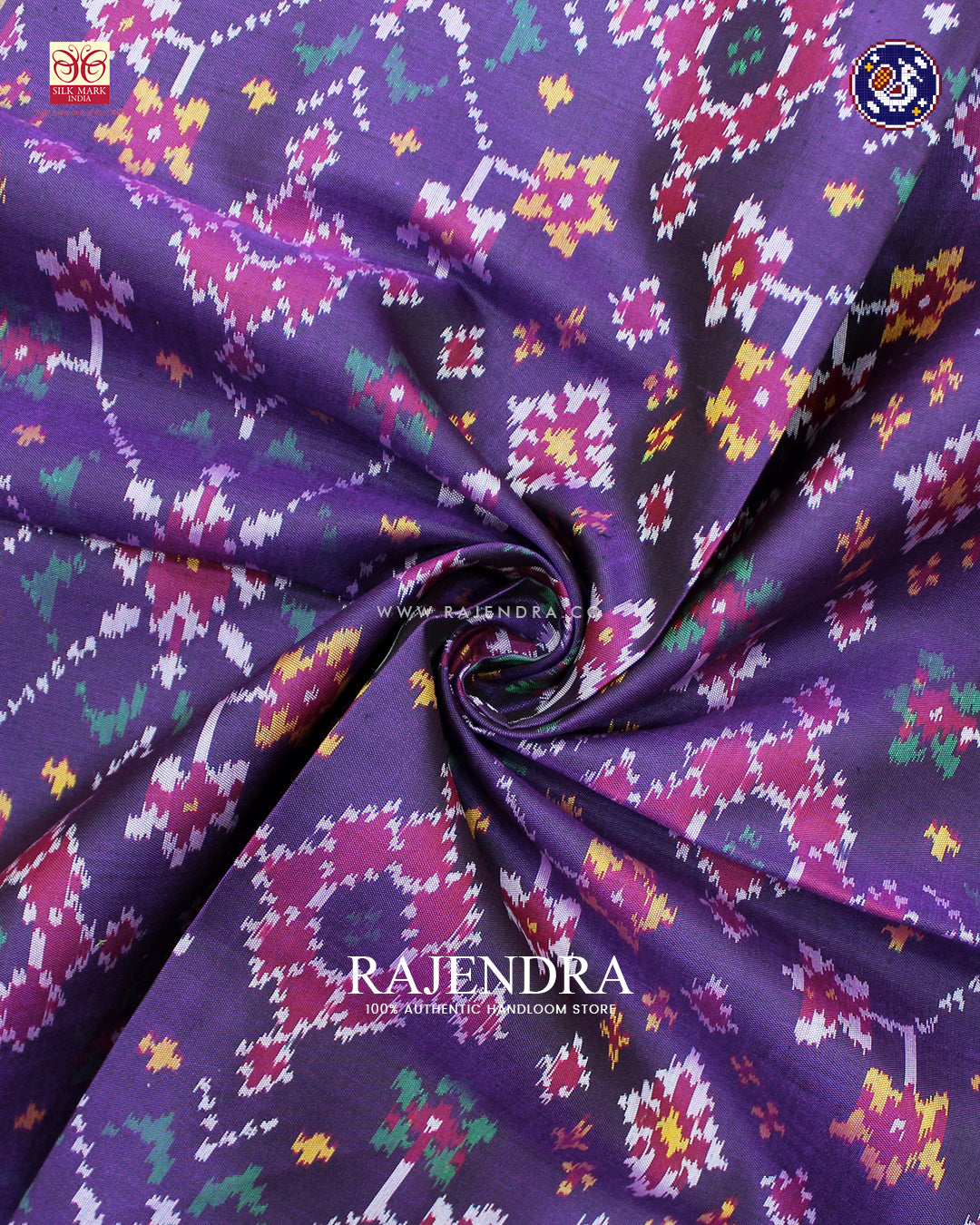 Traditional Navratna Design Purple Ikat Rajkot Patola Dupatta