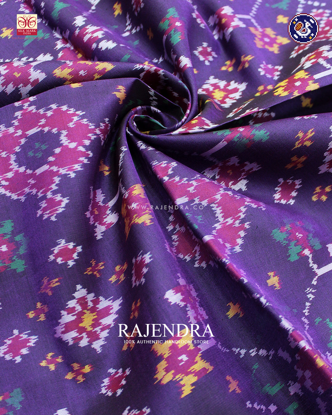 Traditional Navratna Design Purple Ikat Rajkot Patola Dupatta