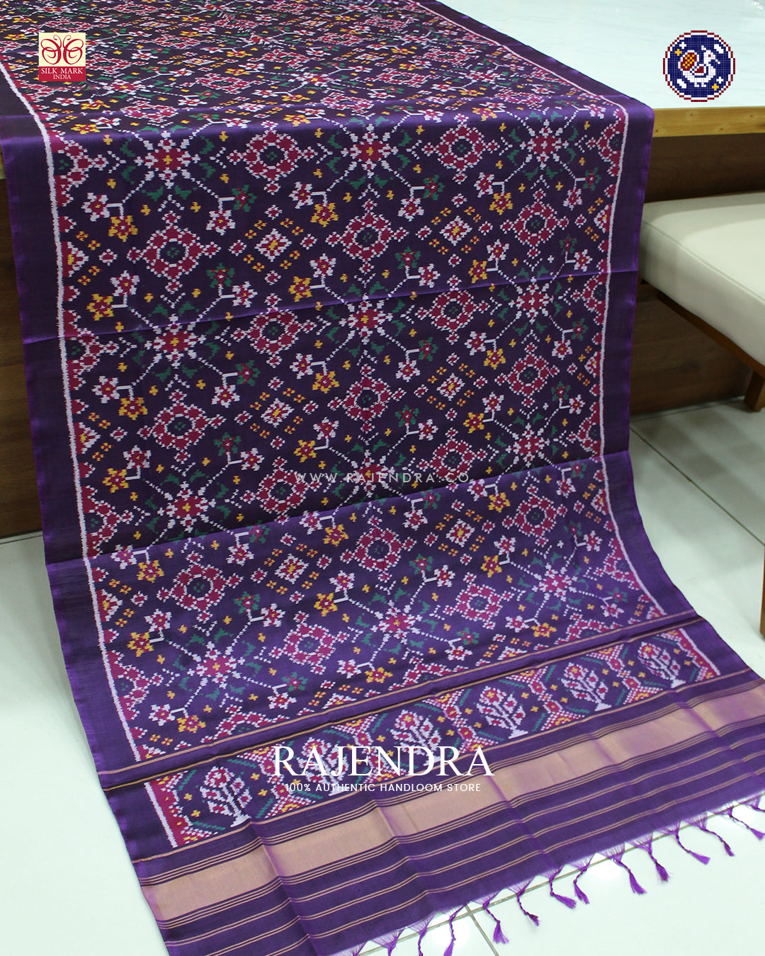 Traditional Navratna Design Purple Ikat Rajkot Patola Dupatta