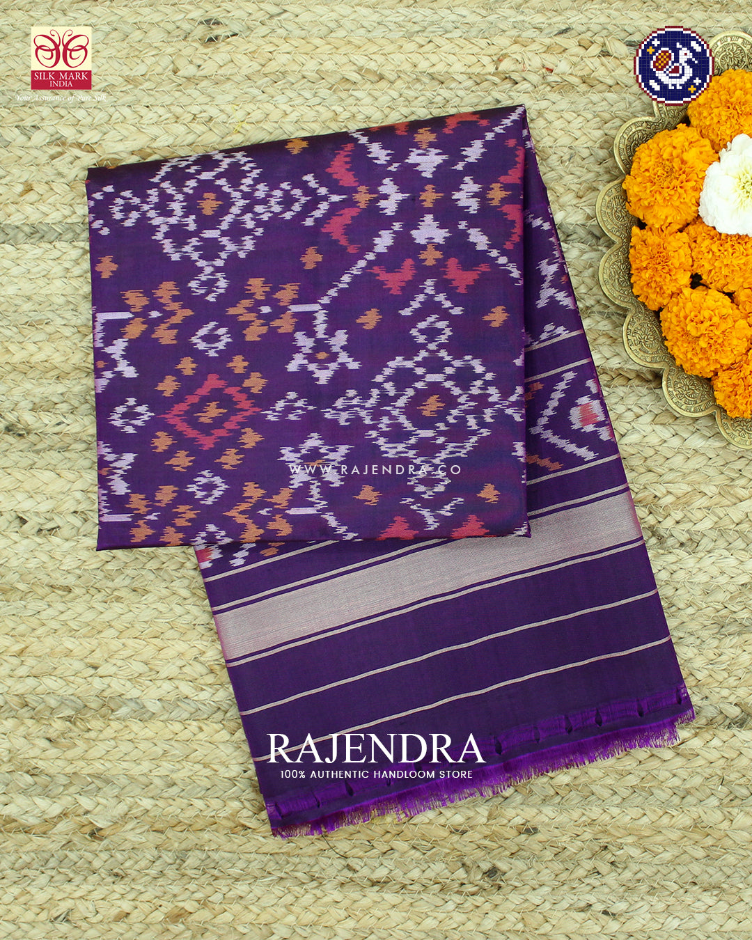 Traditional Navratna Design Purple Rajkot Patola Dupatta