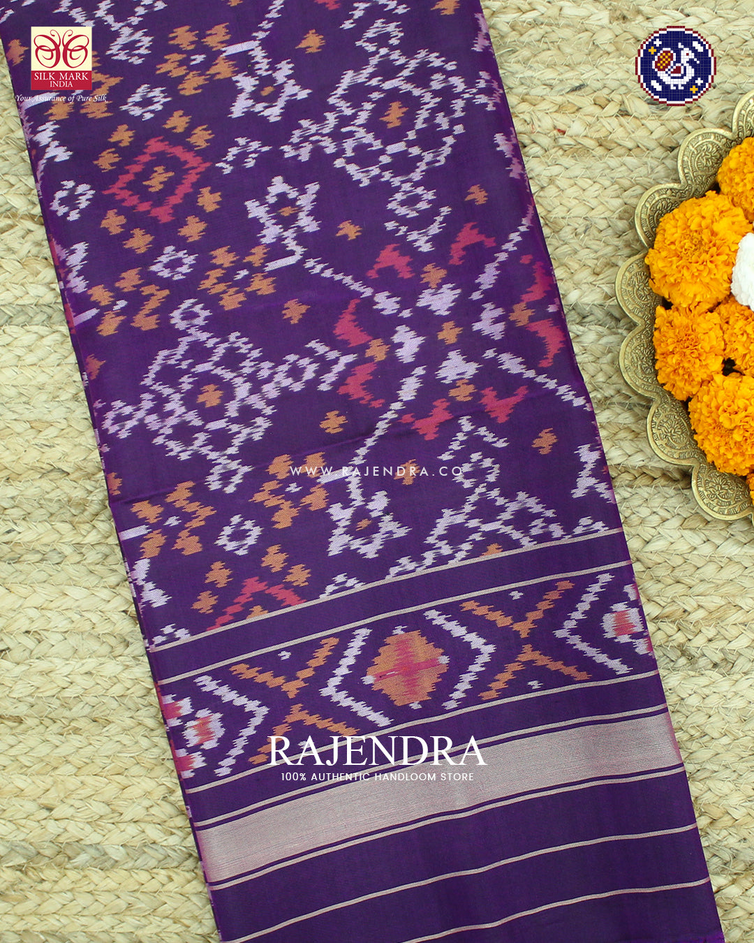 Traditional Navratna Design Purple Rajkot Patola Dupatta