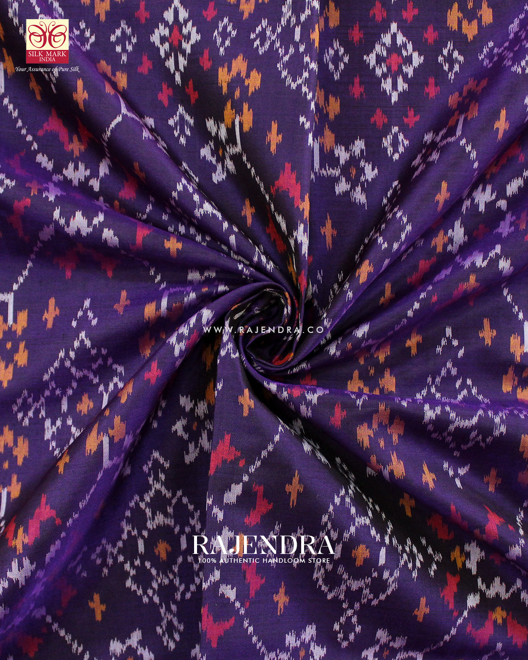 Traditional Navratna Design Purple Single Ikat Rajkot Patola Saree