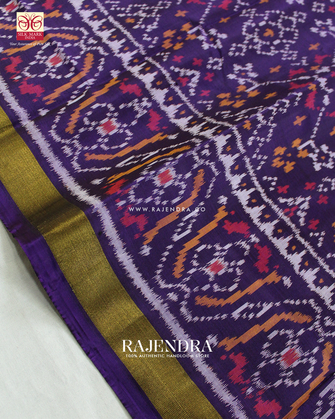 Traditional Navratna Design Purple Single Ikat Rajkot Patola Saree