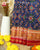 Traditional Navratna Bhat Red and Blue Single Ikat Rajkot Patola Saree