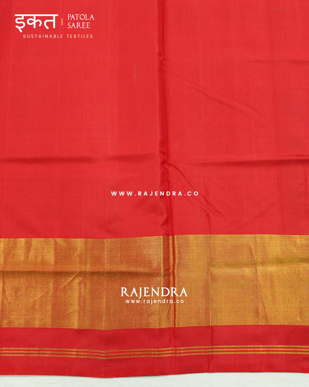 Traditional Navratna Design Red and green Single Ikat Rajkot Patola Saree