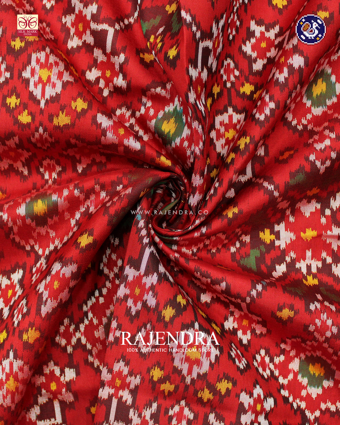 Traditional Navratna Design Red Ikat Rajkot Patola Dupatta