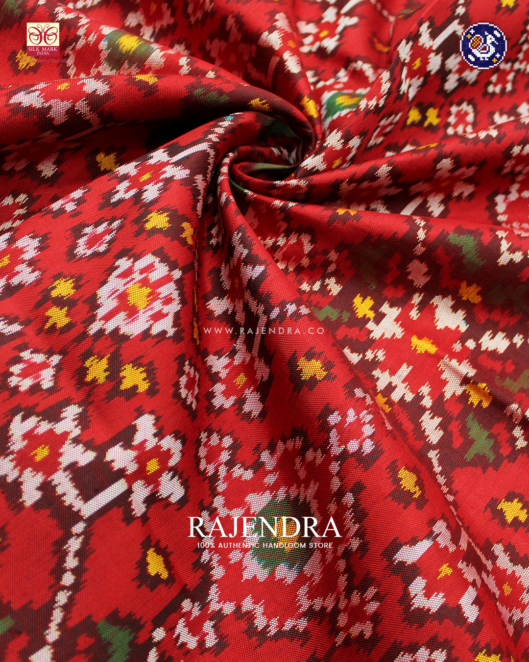 Traditional Navratna Design Red Ikat Rajkot Patola Dupatta