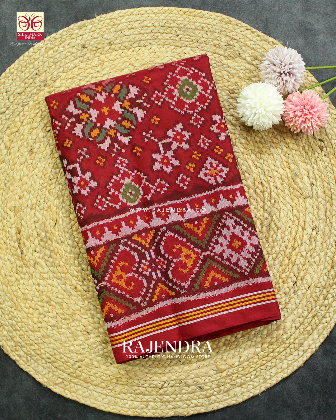 Traditional Navratna Design Semi Double Ikat Rajkot Patola Saree