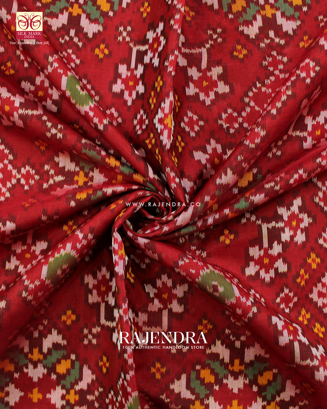 Traditional Navratna Design Semi Double Ikat Rajkot Patola Saree