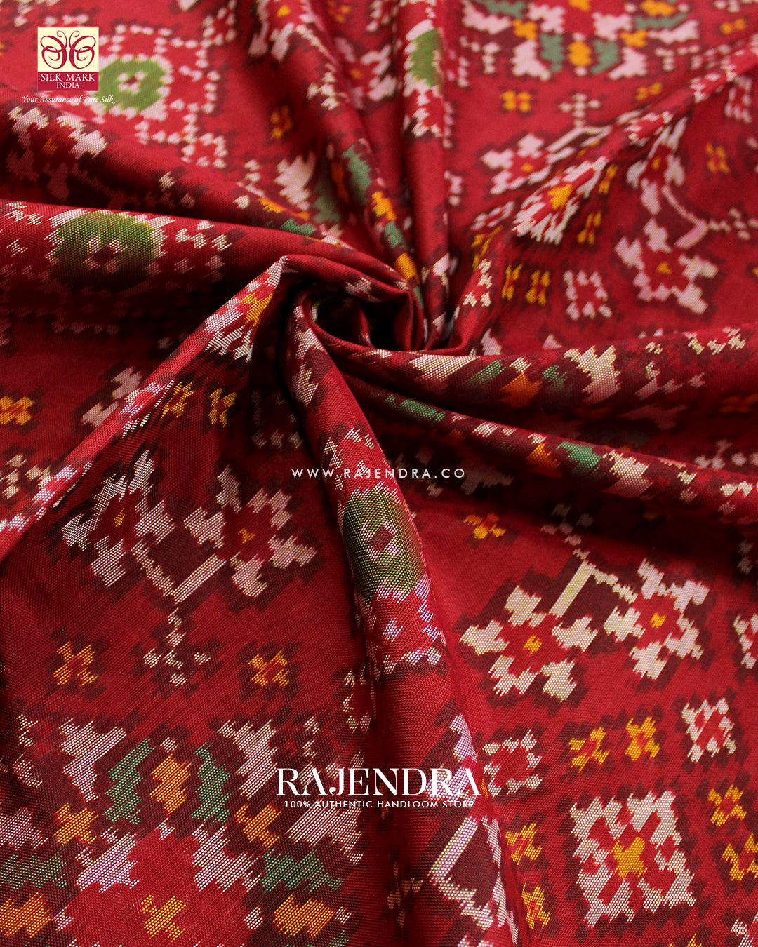 Traditional Navratna Design Semi Double Ikat Rajkot Patola Saree