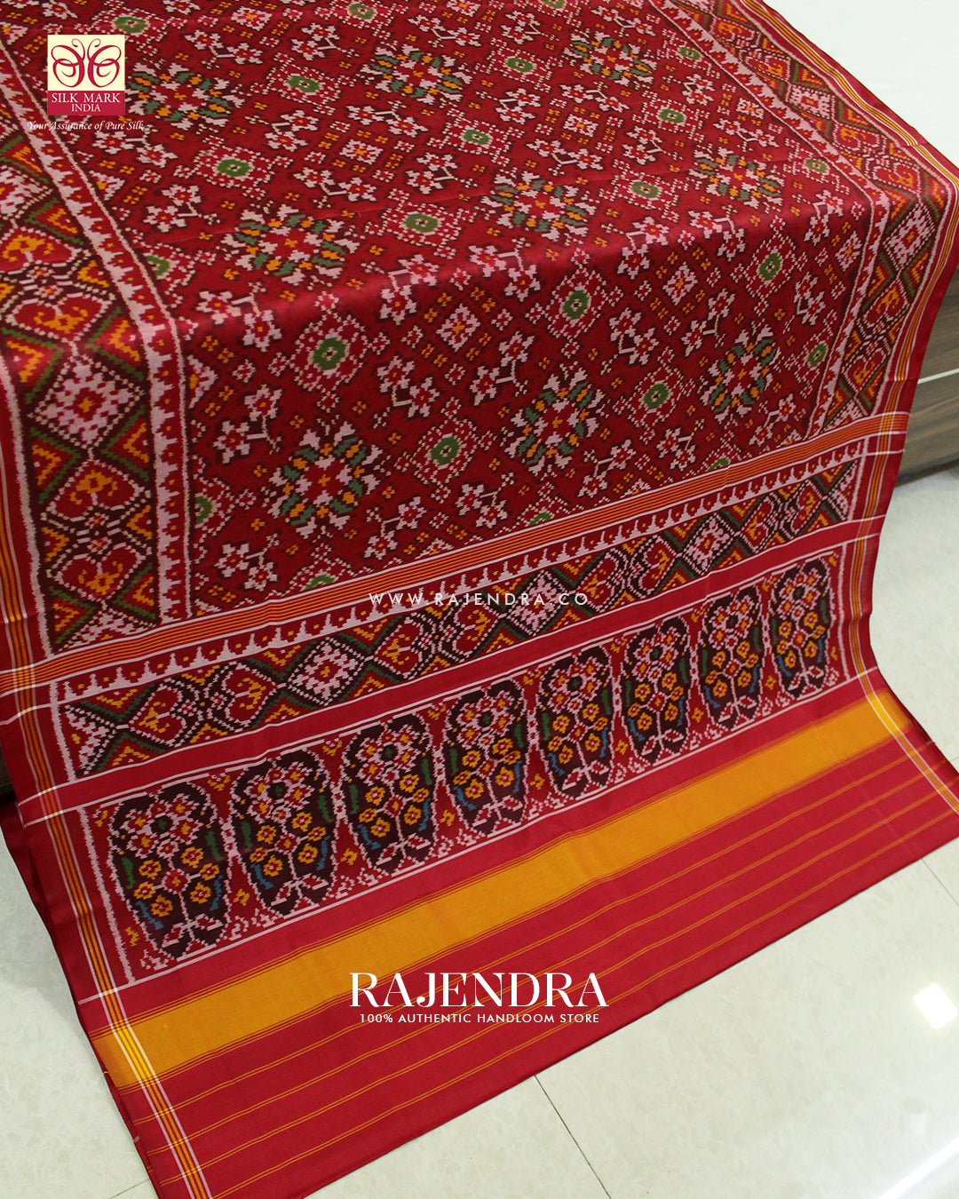 Traditional Navratna Design Semi Double Ikat Rajkot Patola Saree