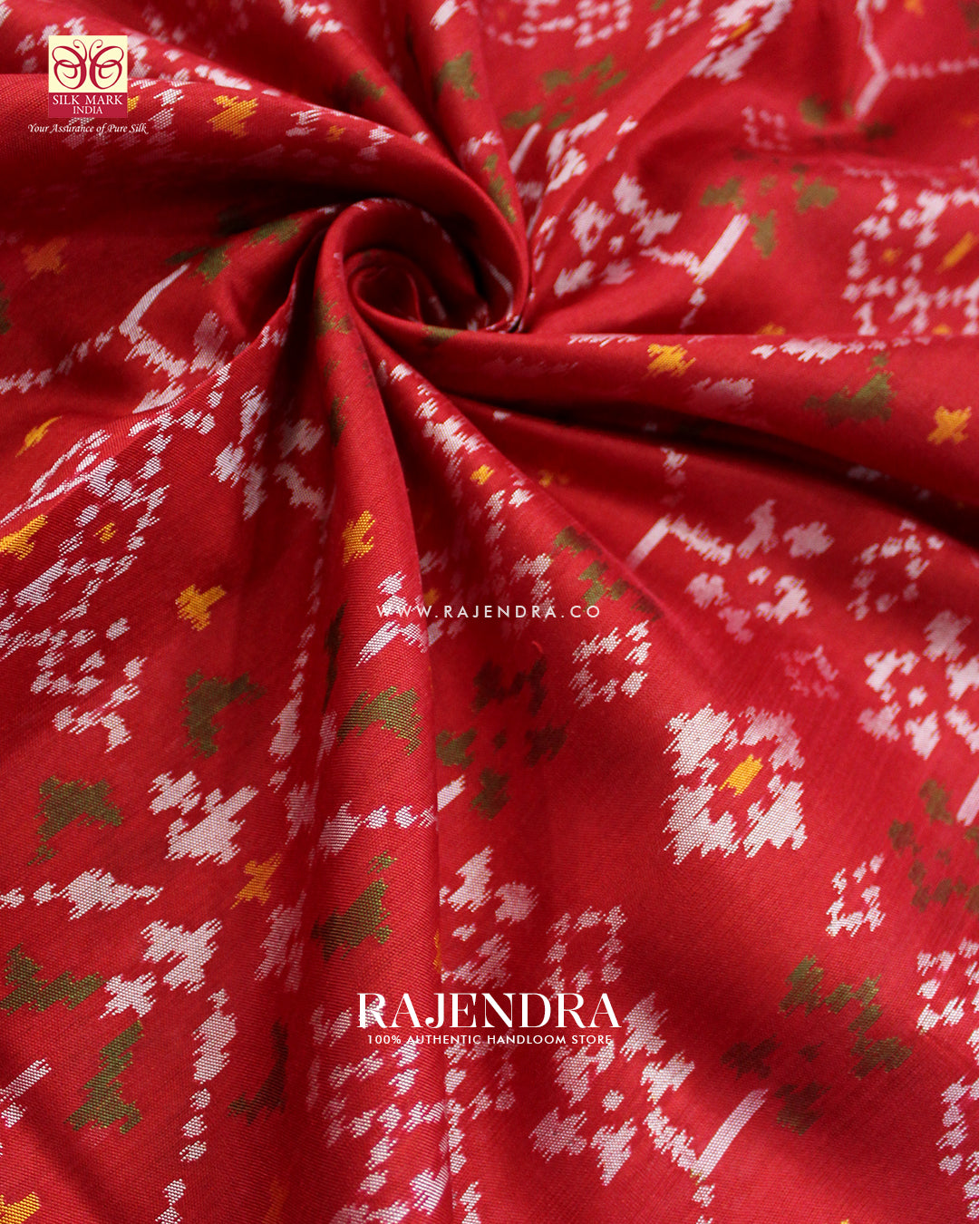 Traditional Navratna Design Red Single Ikat Rajkot Patola Saree