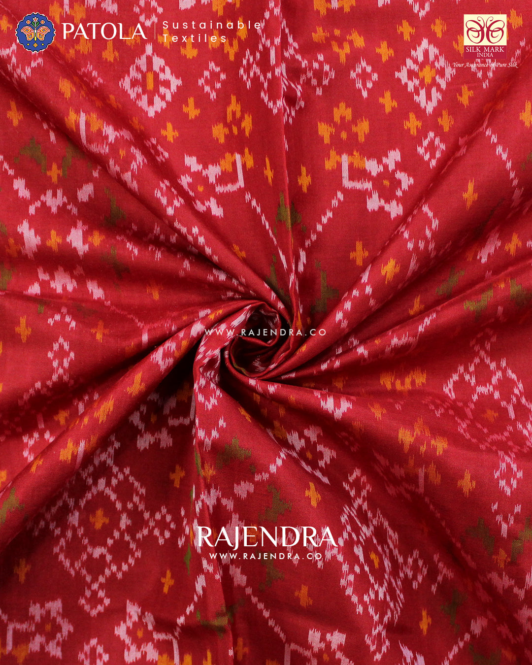 Traditional Navranta Design Red Single Ikat Rajkot Patola Saree