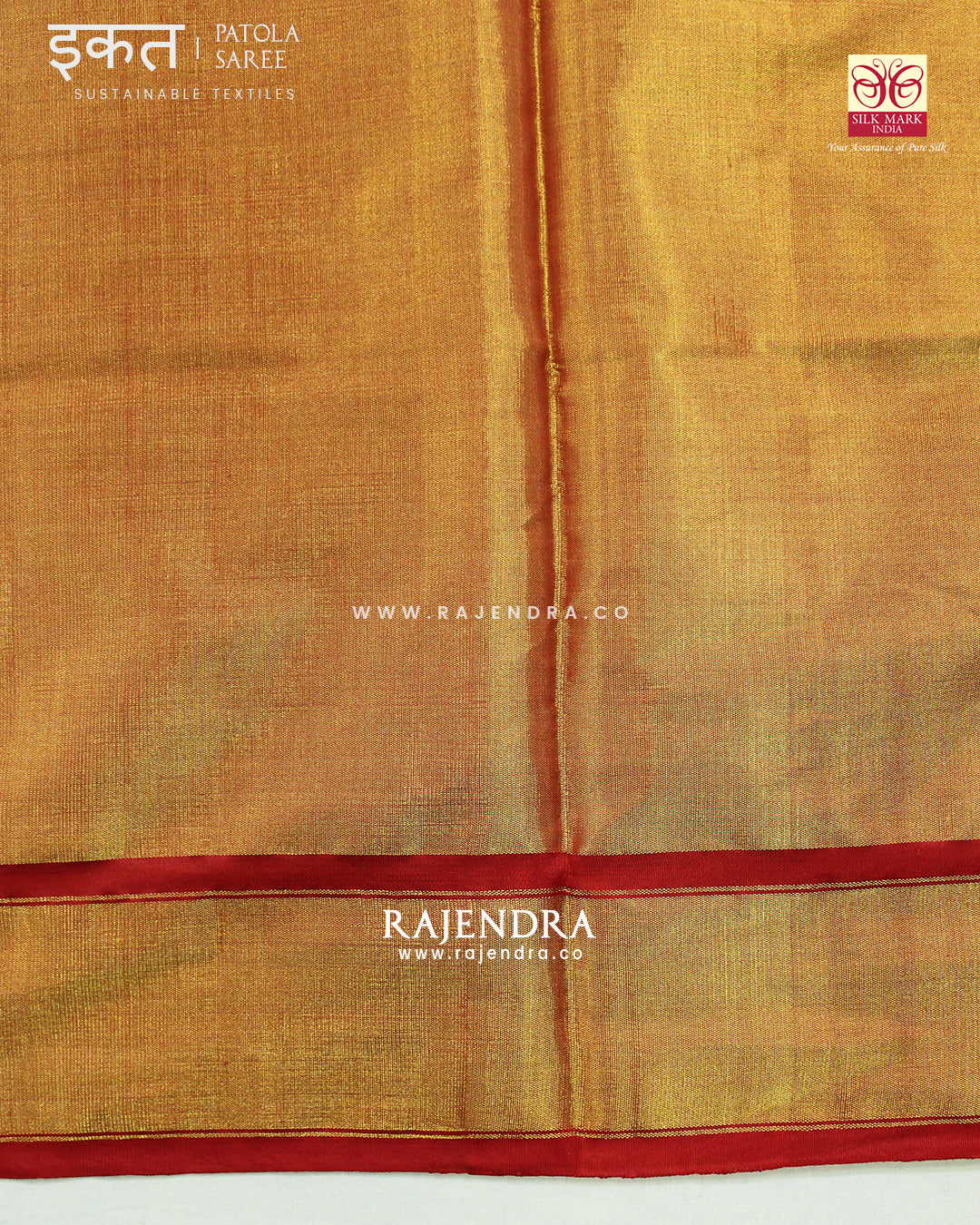 Traditional Navratna Red Yellow Zari Tissue Single Ikat Rajkot Patola Saree