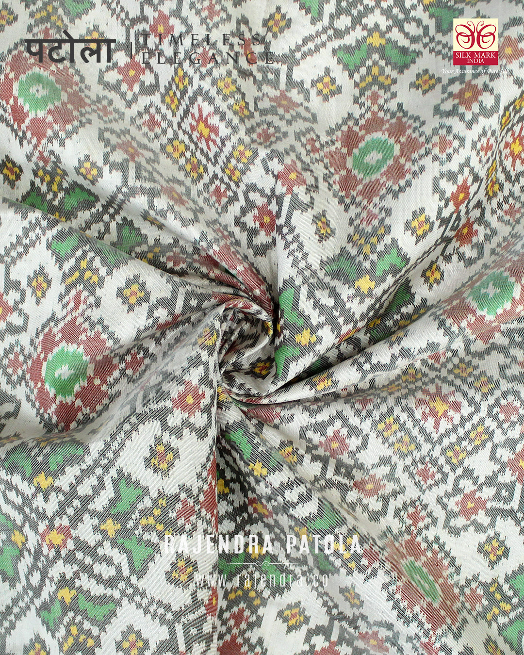 Traditional Navratna Bhat Semi Double Weave Rajkot Patola Saree