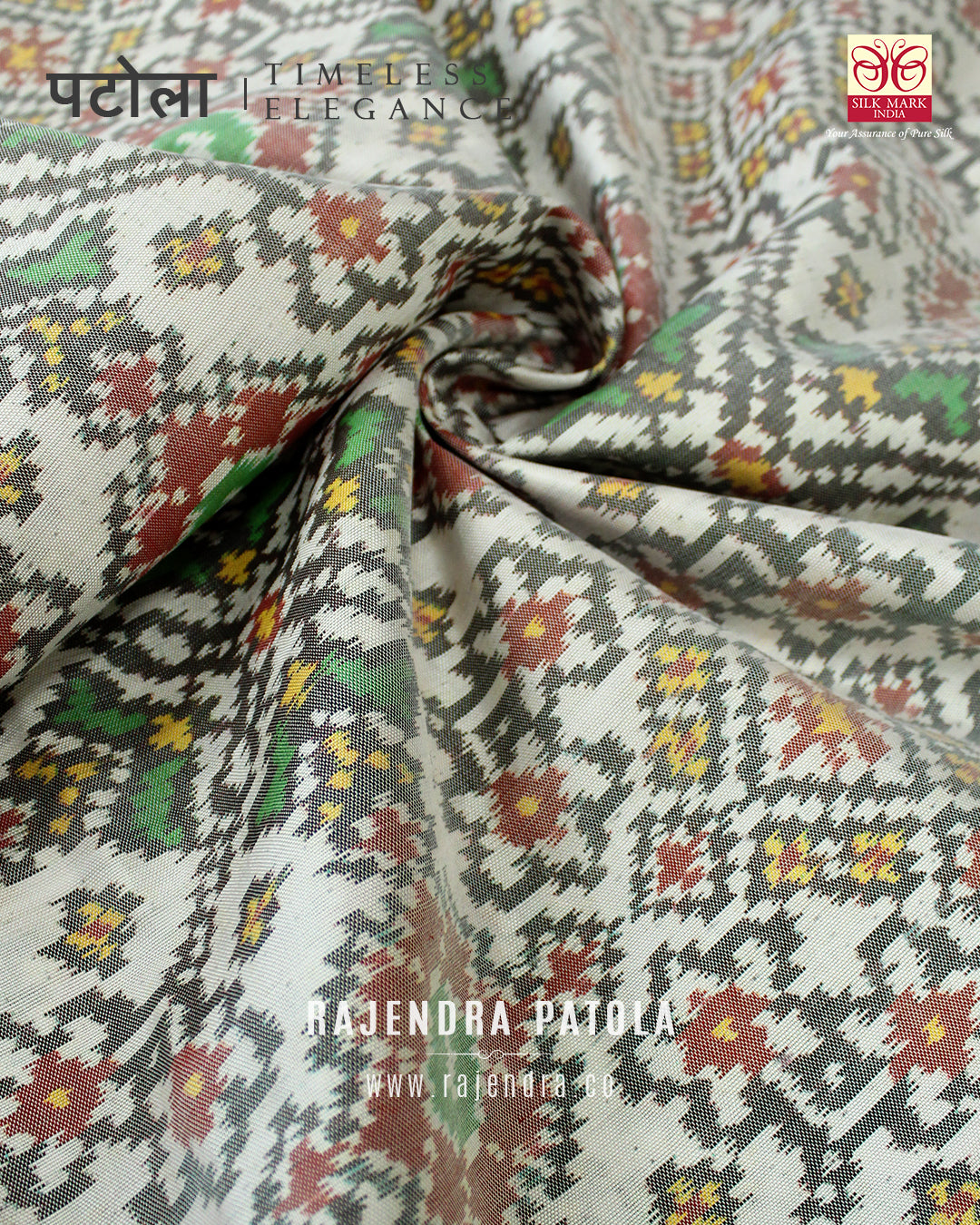 Traditional Navratna Bhat Semi Double Weave Rajkot Patola Saree