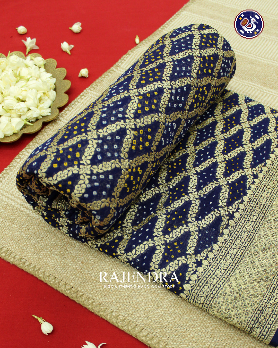 Traditional Khadi Georgette Blue Banarasi Bandhani Saree