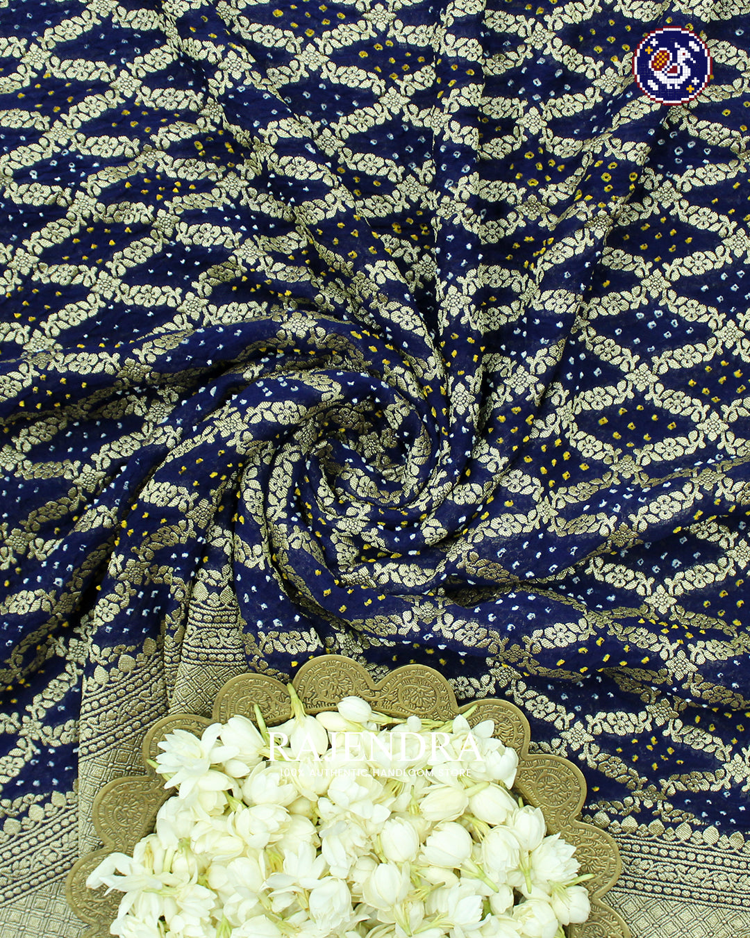 Traditional Khadi Georgette Blue Banarasi Bandhani Saree