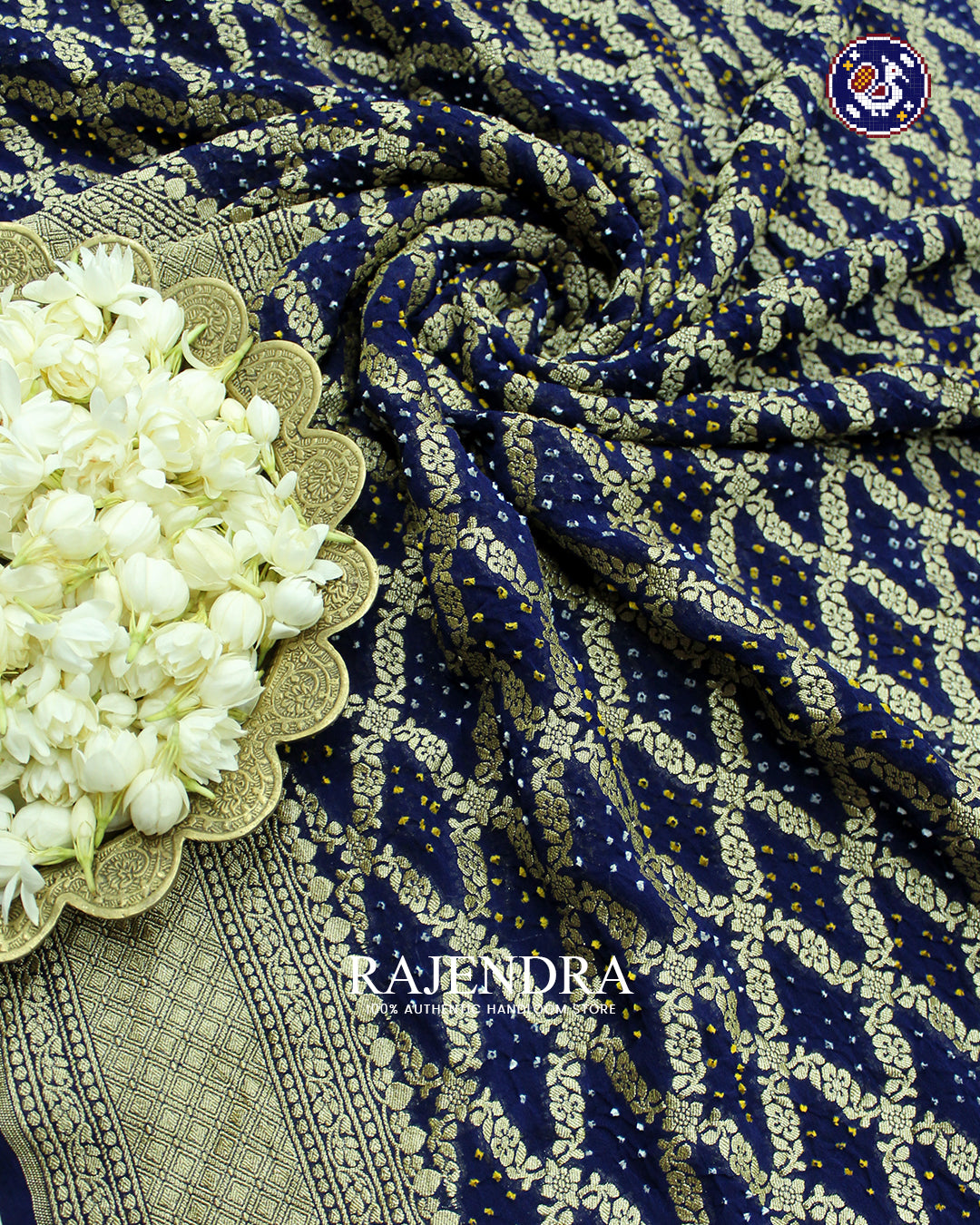 Traditional Khadi Georgette Blue Banarasi Bandhani Saree