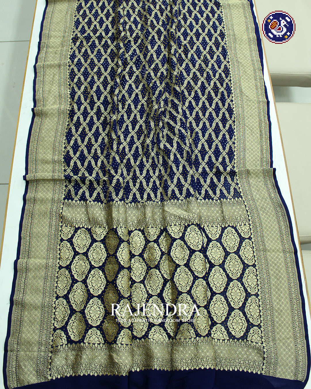 Traditional Khadi Georgette Blue Banarasi Bandhani Saree