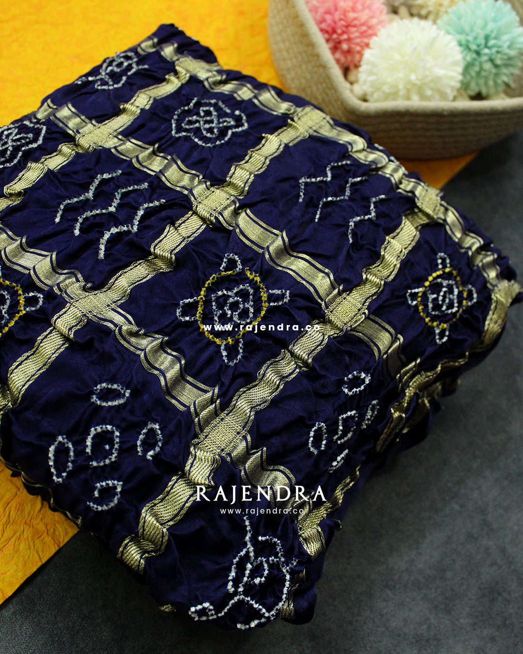 Traditional Hand Tie-dye Pure Gaji Silk Gharchola Bandhani Dupatta