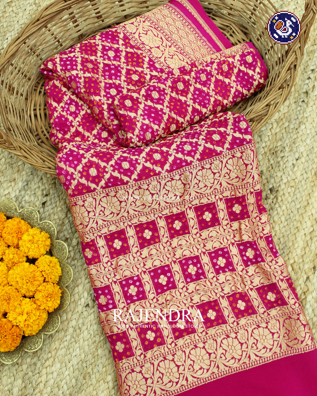 Traditional Pink Pure Georgette Banarasi Bandhani Dupatta