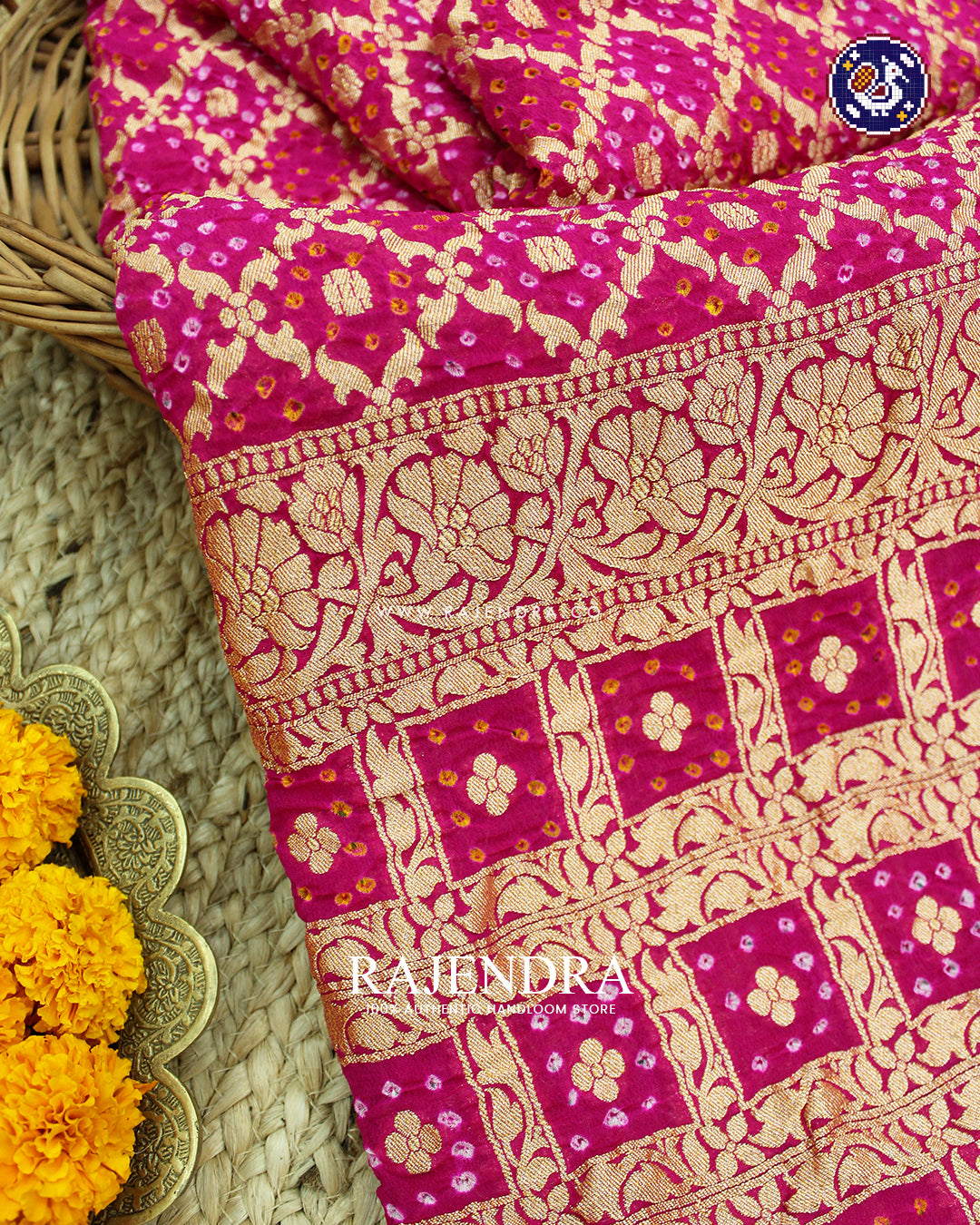 Traditional Pink Pure Georgette Banarasi Bandhani Dupatta