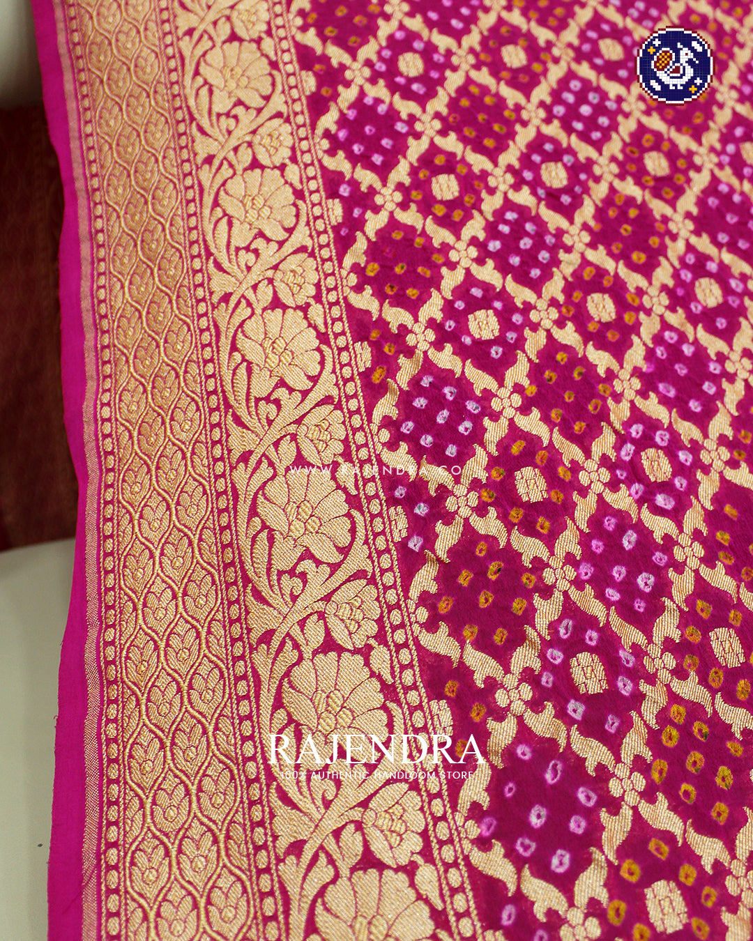 Traditional Pink Pure Georgette Banarasi Bandhani Dupatta