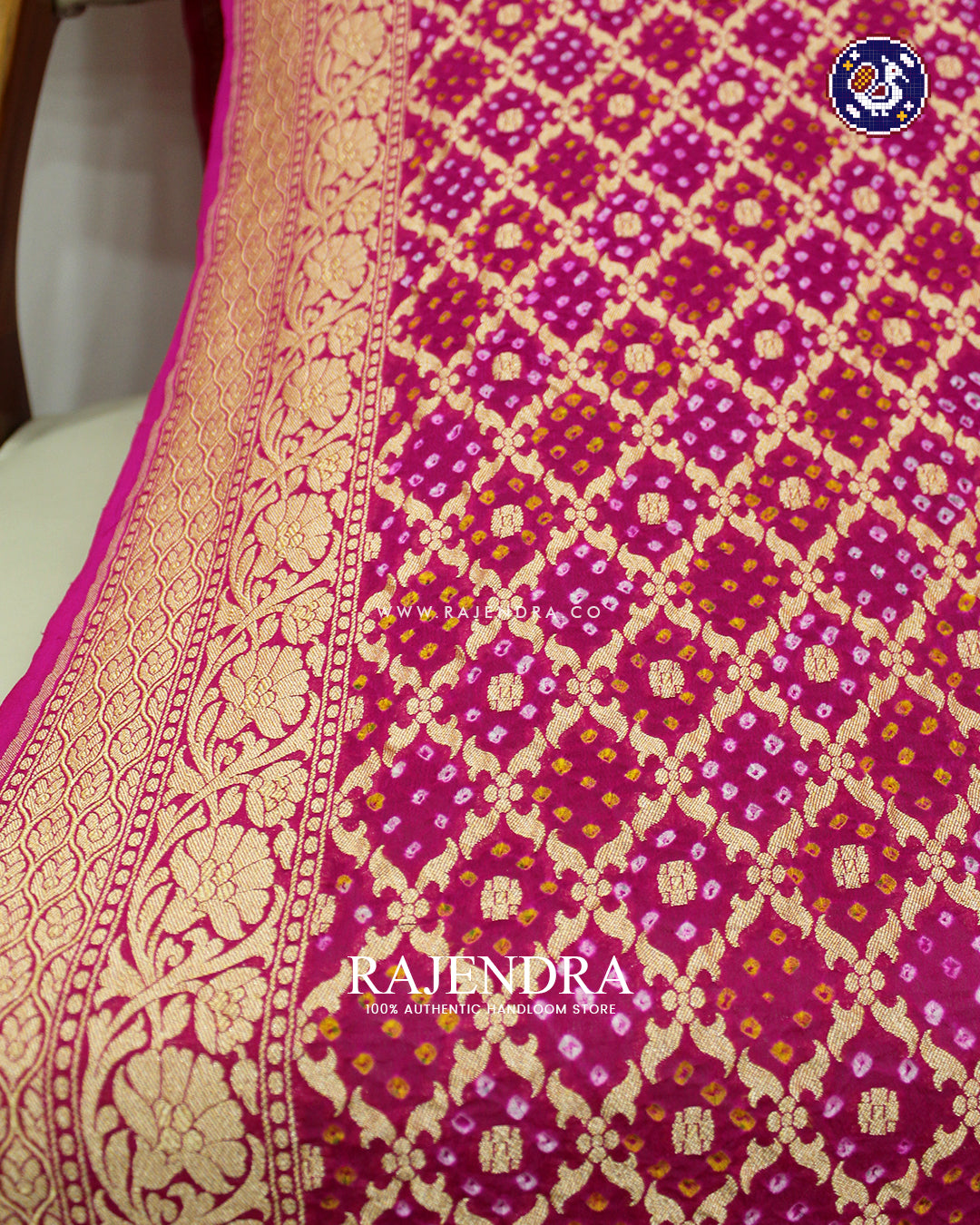 Traditional Pink Pure Georgette Banarasi Bandhani Dupatta
