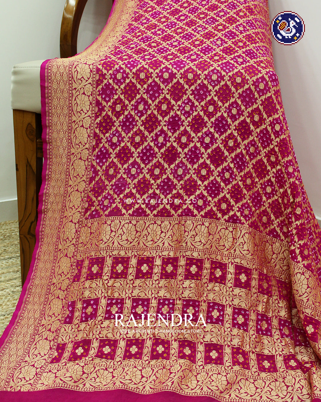 Traditional Pink Pure Georgette Banarasi Bandhani Dupatta