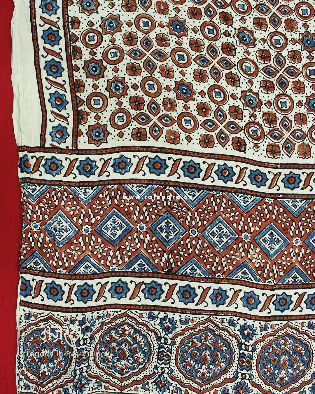 Traditional Ajrakh Off-White Natural Dyed Modal Silk Dupatta