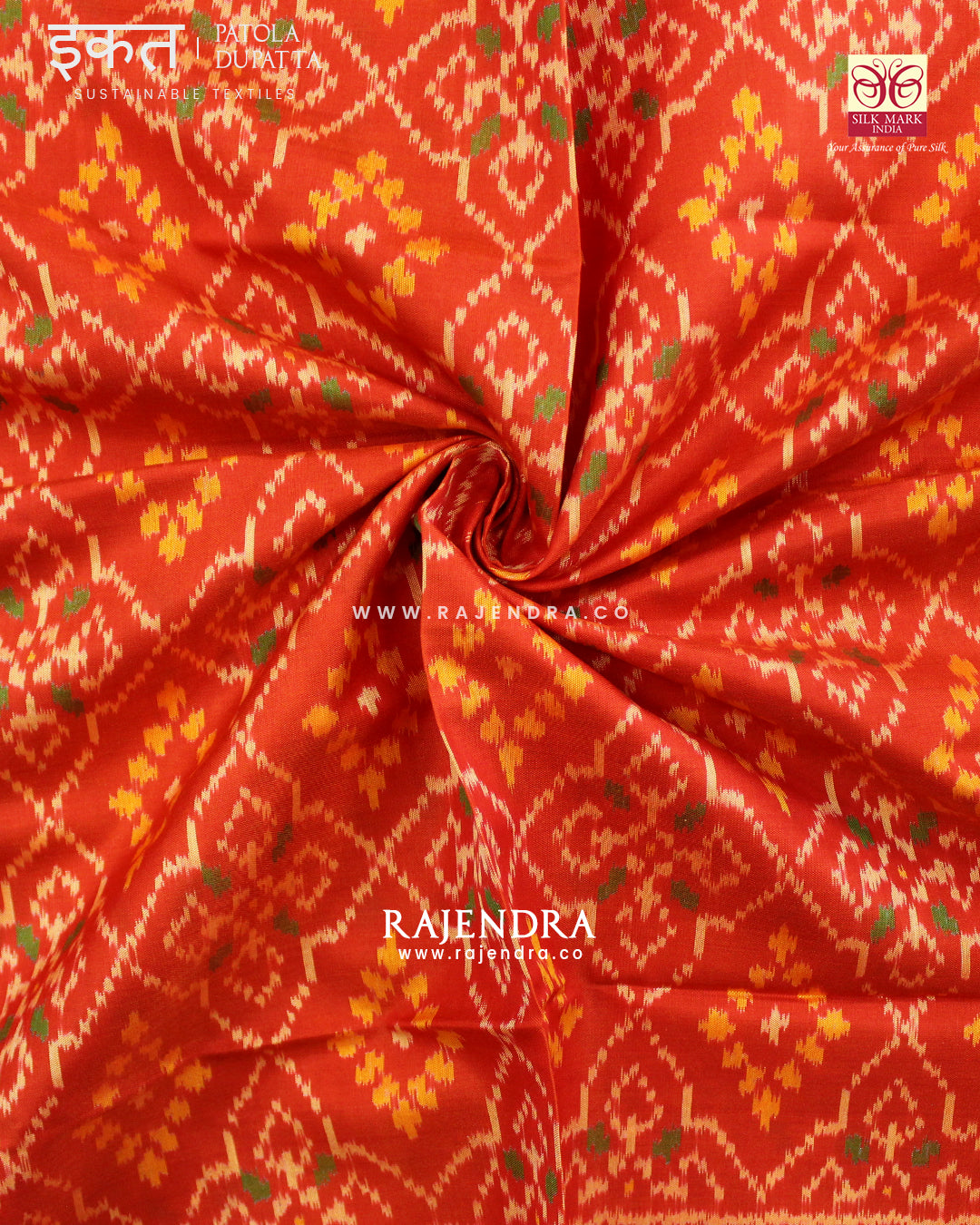 Traditional Panchanda Design Single Ikat Rajkot Patola Dupatta