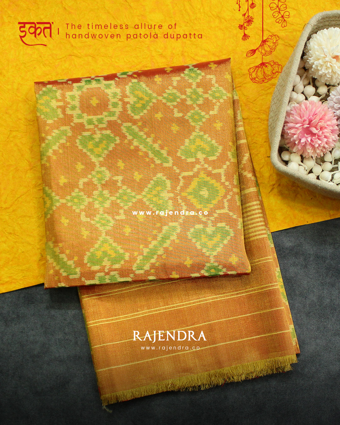 Traditional Manekchowk Zari Tissue Single Ikat Rajkot Patola Dupatta