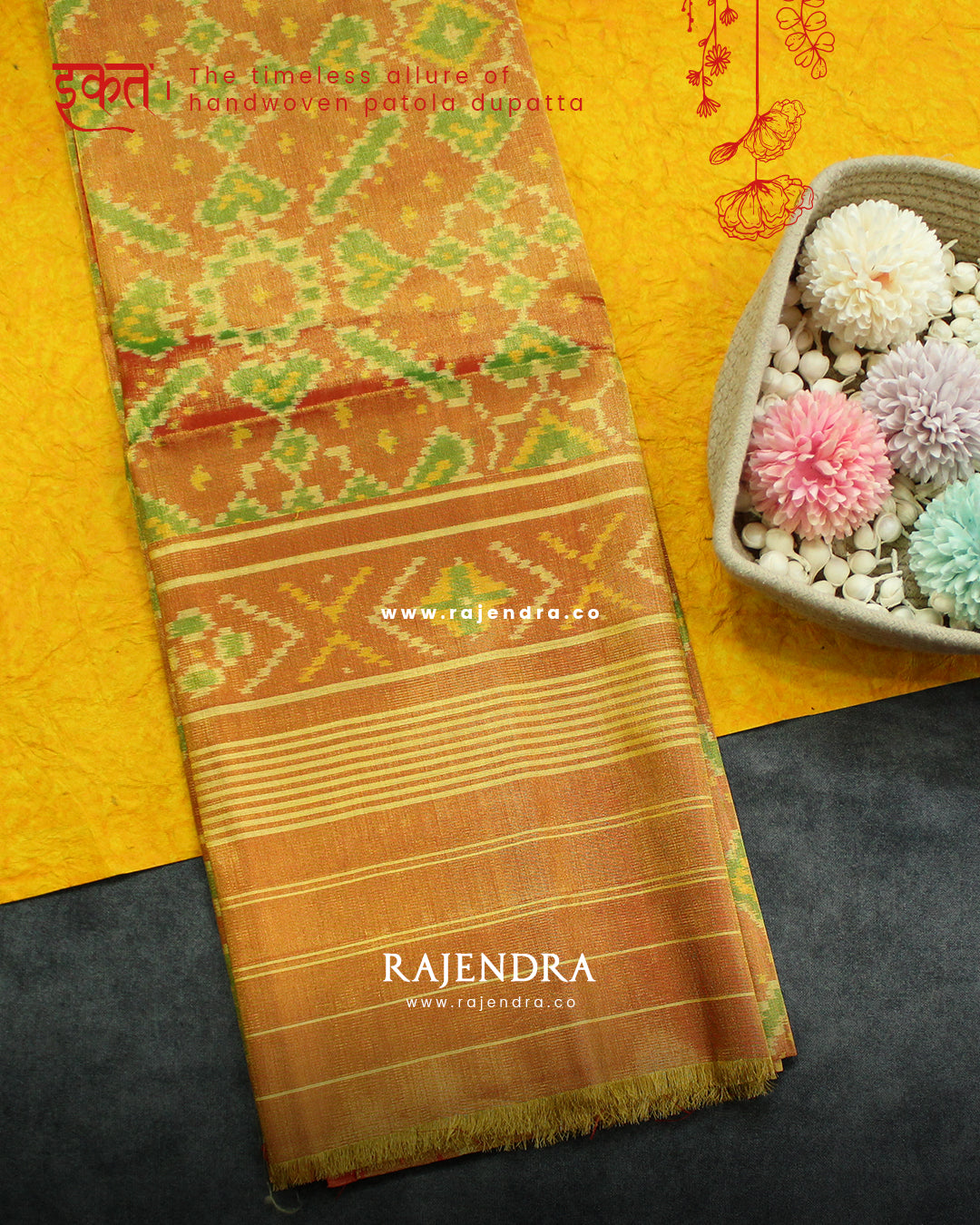Traditional Manekchowk Zari Tissue Single Ikat Rajkot Patola Dupatta