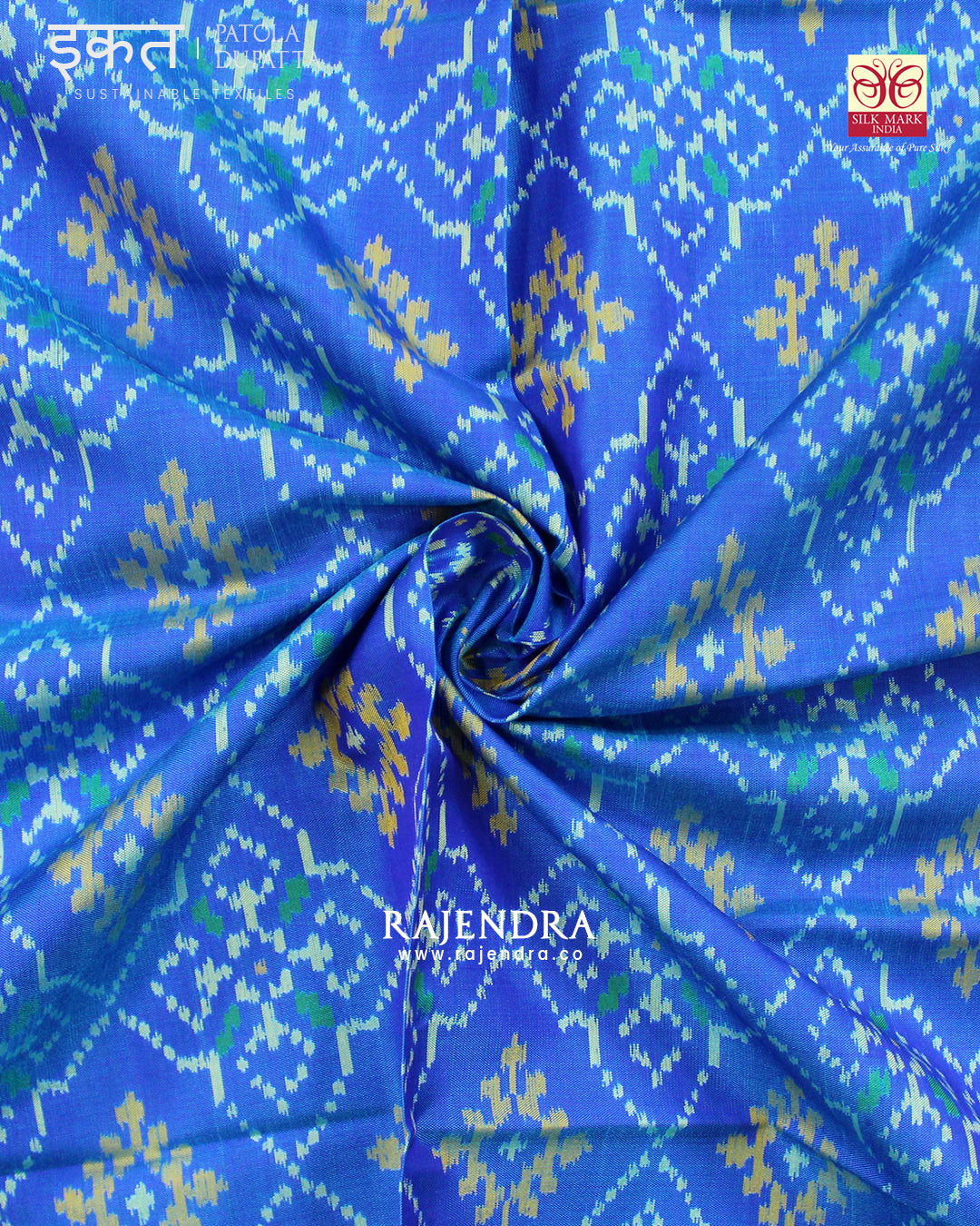 Traditional Chanda Bhat Light Blue Single Ikat Rajkot Patola Dupatta