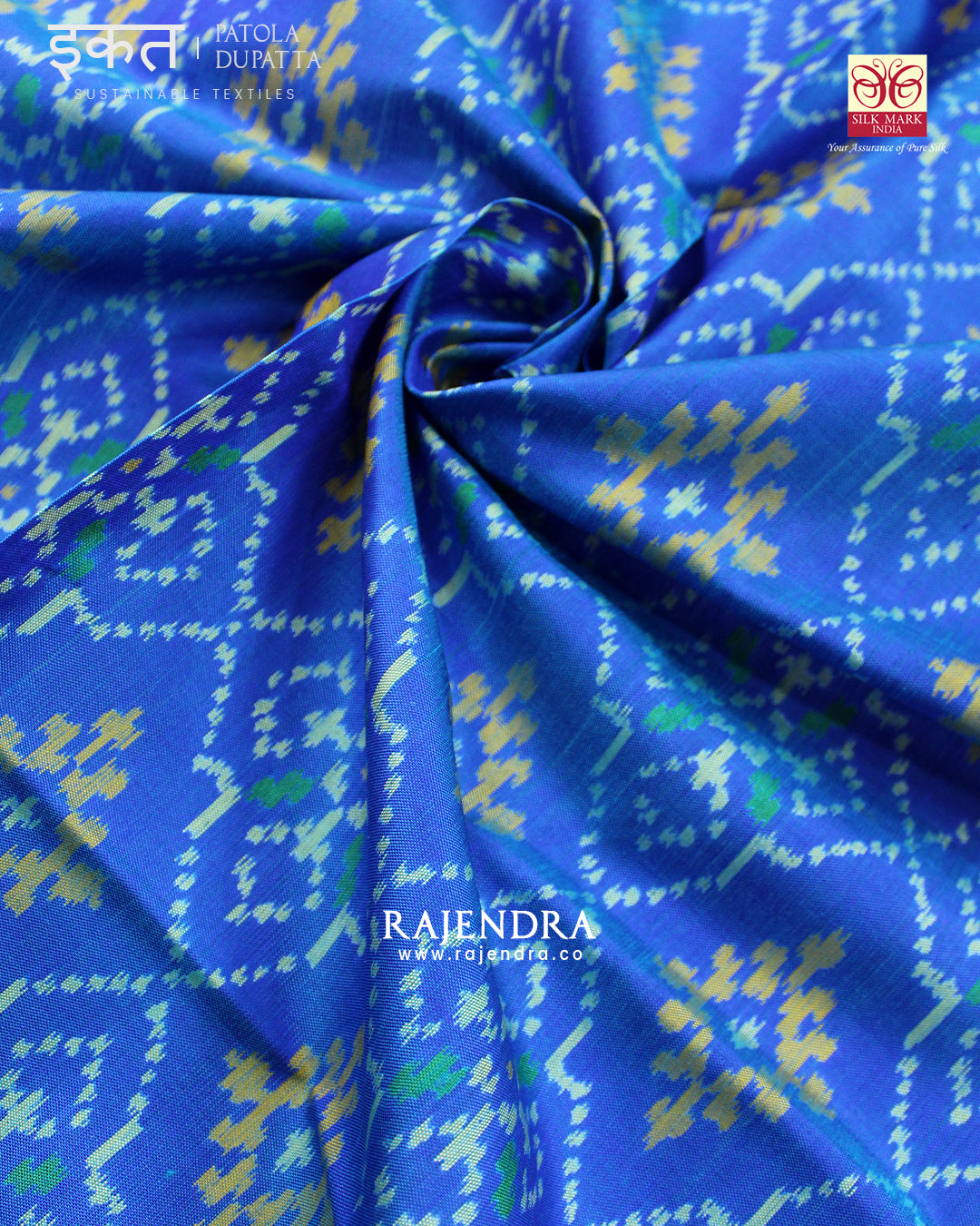 Traditional Chanda Bhat Light Blue Single Ikat Rajkot Patola Dupatta