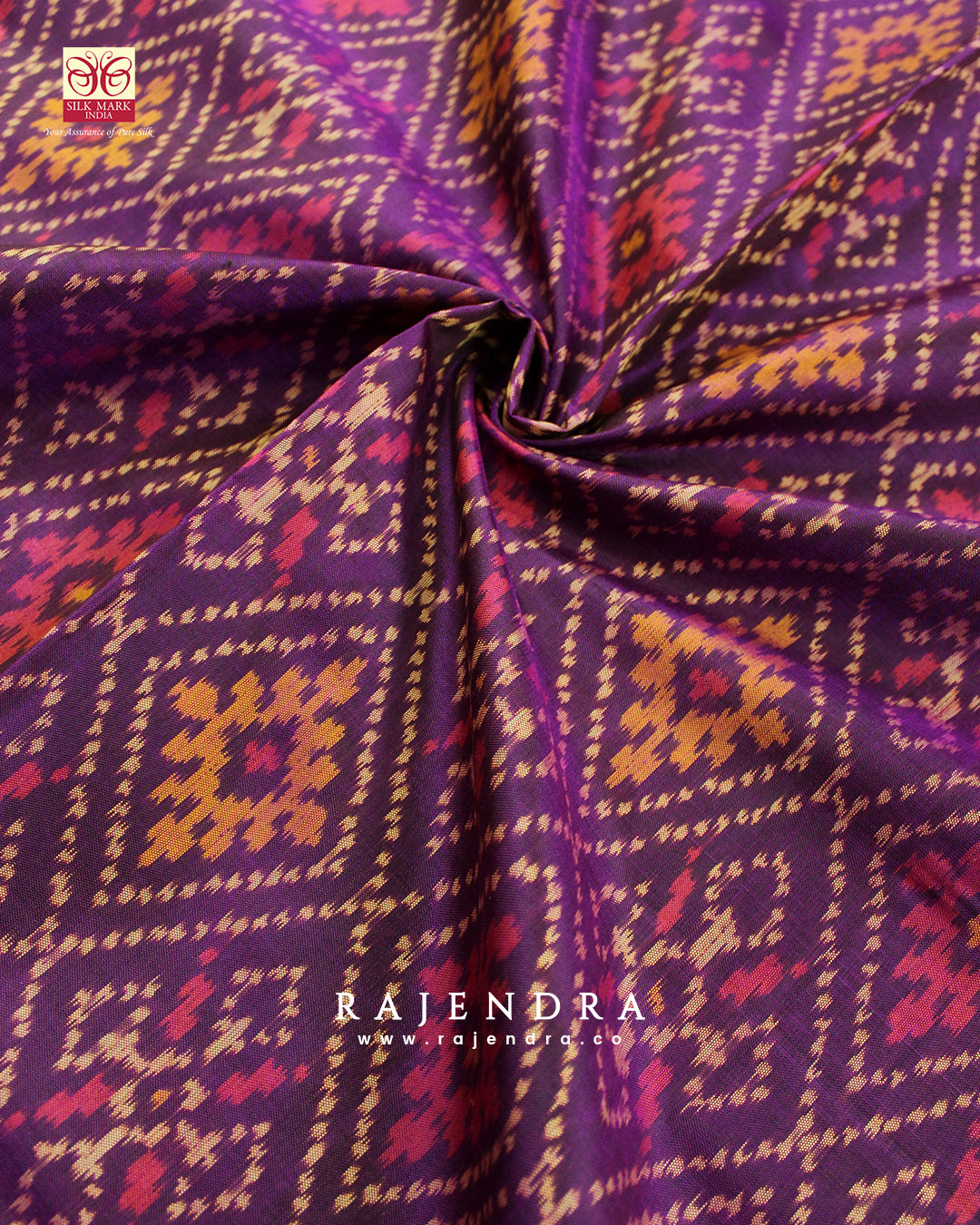 Traditional Panchanda Bhat Purple Single Ikkat Rajkot Patola Saree