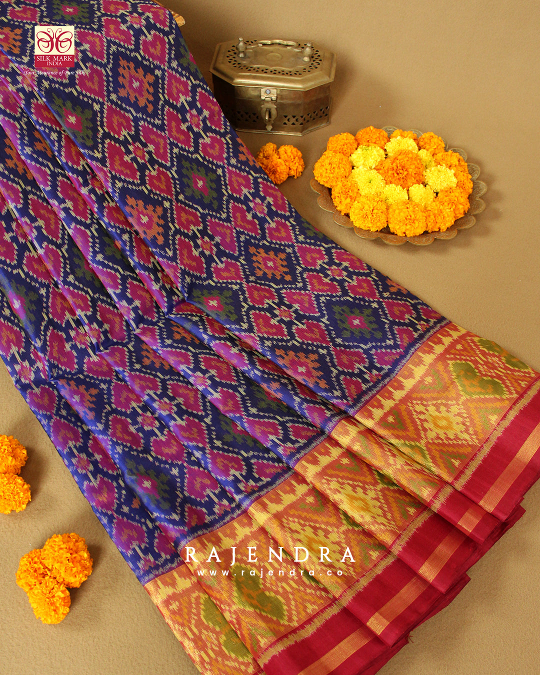 Traditional Panchanda Bhat Purple Single Ikkat Rajkot Patola Saree