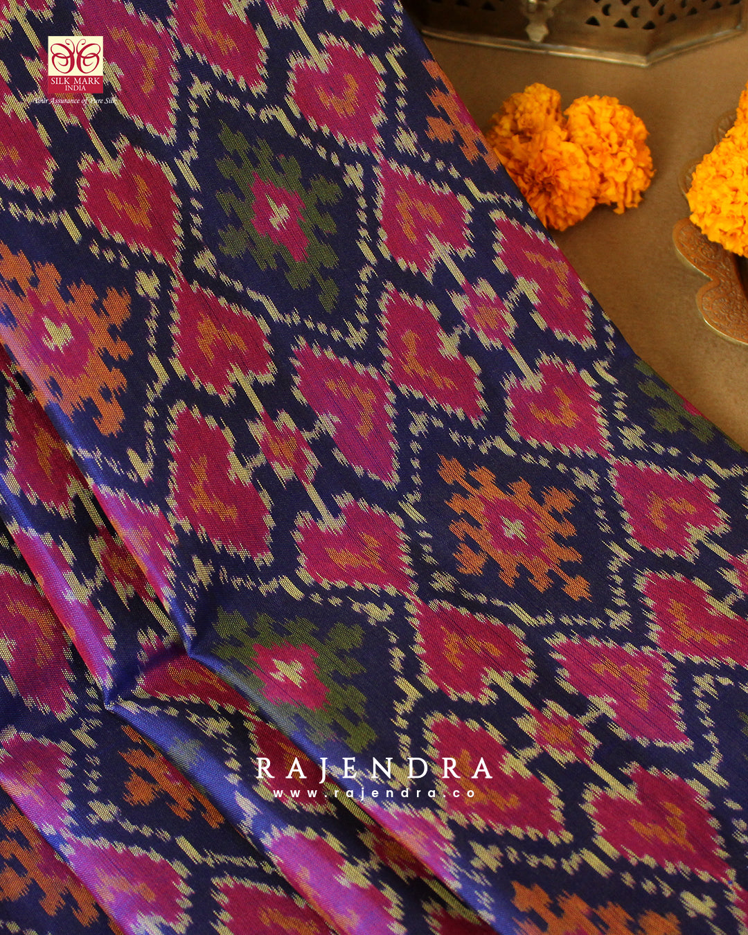 Traditional Panchanda Bhat Purple Single Ikkat Rajkot Patola Saree