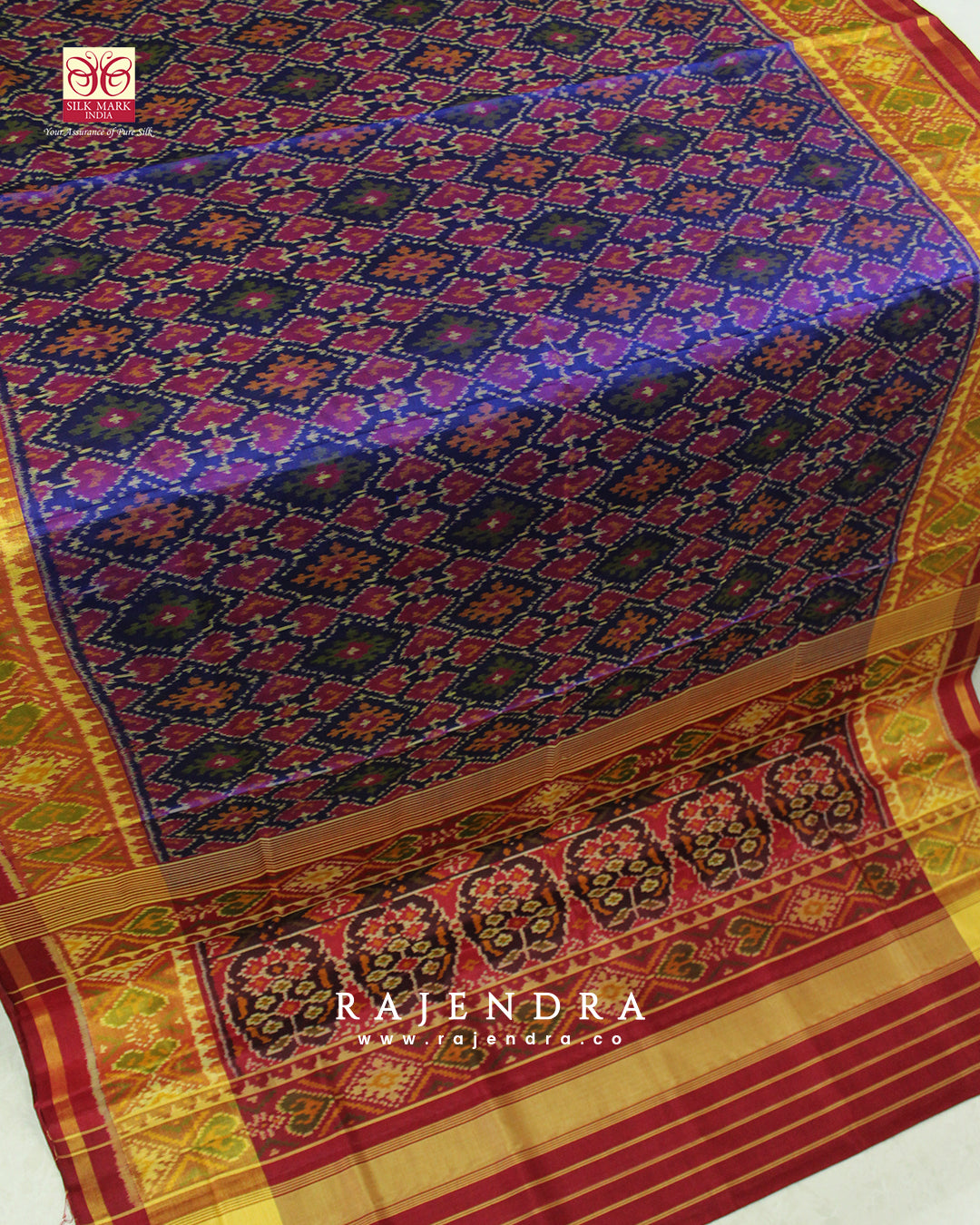 Traditional Panchanda Bhat Purple Single Ikkat Rajkot Patola Saree