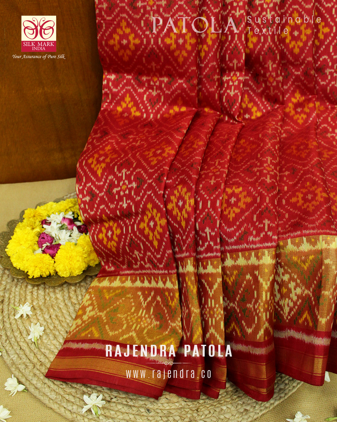 Traditional Panchanda Bhat Single Ikat Rajkot Patola Saree