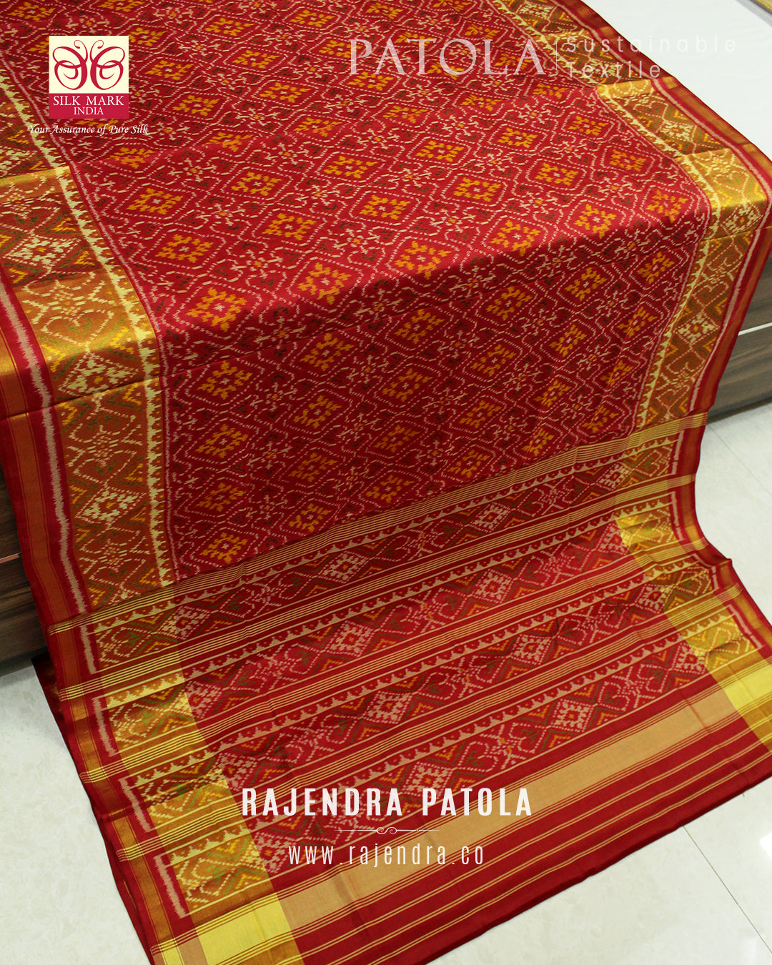 Traditional Panchanda Bhat Single Ikat Rajkot Patola Saree
