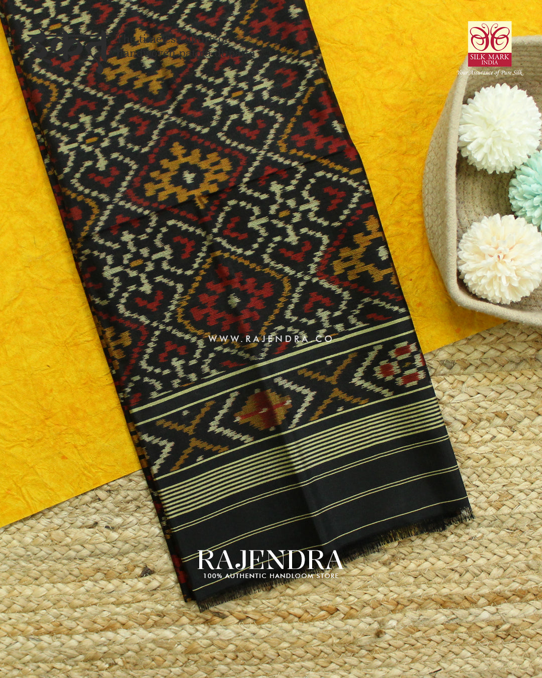 Traditional Panchanda Black Rajkot Patola Dupatta